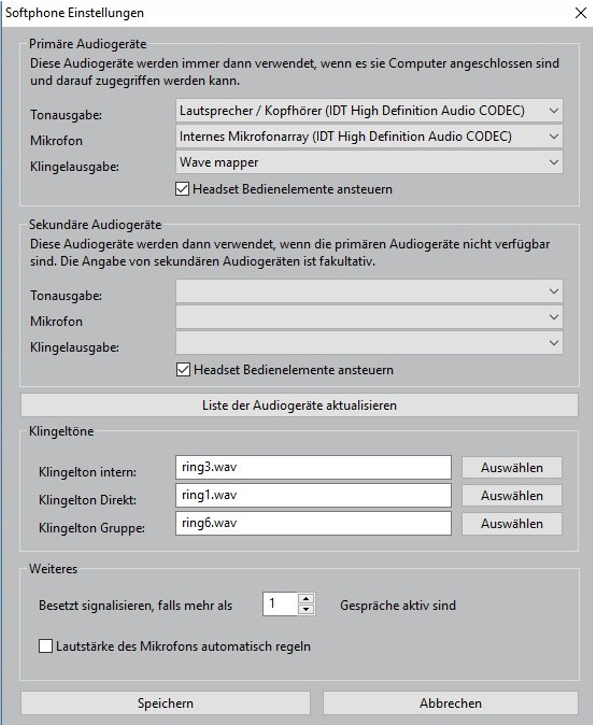SoftphoneEinstellungen